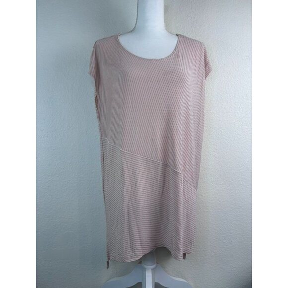Chico's Travelers women's size 3 or large pink cap sleeve tunic top shimmer - Picture 1 of 7